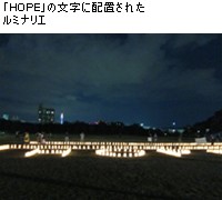 「HOPE」の文字に配置されたルミナリエ