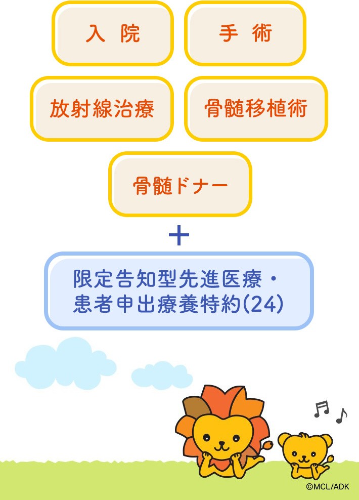 入院 手術 放射線治療 骨髄移植術 + 先進医療特約