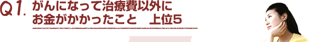 Q1.がんになって治療費以外にお金がかかったこと 上位5