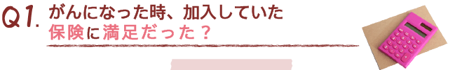 Q1.がんになった時、加入していた保険に満足だった？