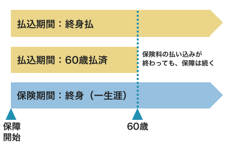 終身保険における、終身払タイプと払済タイプの違い