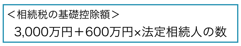 <相続税の基礎控除額>3,000万円+600万円×法定相続人の数